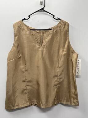 A Wild Thyme Women’s 22 Gold Beaded Sleeveless Blouse NWT Dressy Evening Top